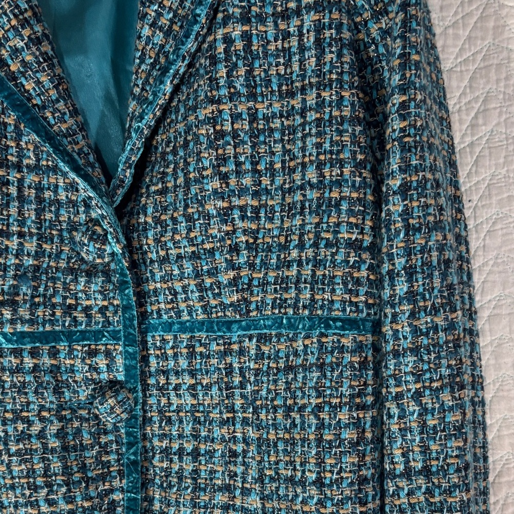 Liz Claiborne Women's Textured Blazer - Blue and Black - Picture 8 of 10